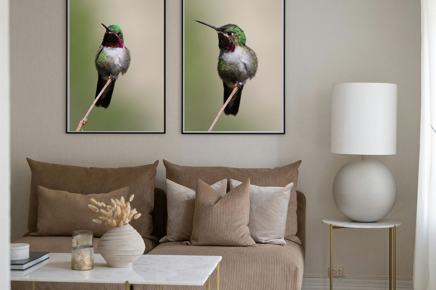 Two Heartbeats of a Hummingbird – Fine Art Canvas Diptych